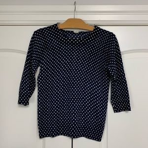 ❤️J Crew Navy Polka Dot Merino Wool Sweater